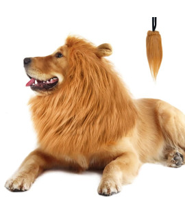 CPPSLEE Lion Mane for Dog Costumes, Dog Lion Mane, Realistic Lion Wig for Medium to Large Sized Dogs, Large Dog Halloween Costumes, lion mane for dog, Halloween Costumes for Dogs (Brown)