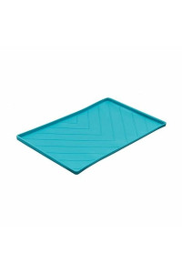 Messy Mutts Dog Silicone Mat Metal Rods Blue Medium