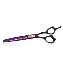 Purple Dragon Professional 7.0/8.0 inch Pet Grooming Hair Cutting Scissor and 6.75/8.0 inch Dog Chunker Shear - Japan 440C Stainless Steel for Pet Groomer or Family DIY Use (Chunker Scissor)