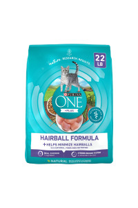 Purina ONE Natural Cat Food for Hairball Control, +PLUS Hairball Formula - 22 lb. Bag