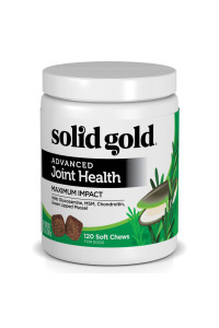Solid Gold Hip and Joint Supplement for Dogs - Glucosamine Chondroitin MSM for Advanced Joint & Mobility Support - Omega 3 Fish Oil Antioxidant & Immune Health Support - 120 Soft Chews