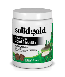 Solid Gold Hip and Joint Supplement for Dogs - Glucosamine Chondroitin MSM for Advanced Joint & Mobility Support - Omega 3 Fish Oil Antioxidant & Immune Health Support - 120 Soft Chews