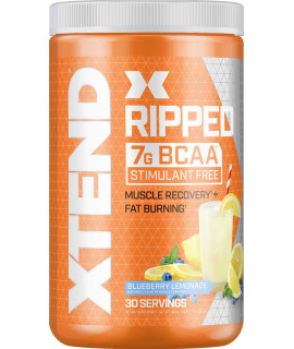 XTEND Ripped BcAA Powder Blueberry Lemonade cutting Formula Sugar Free Post Workout Muscle Recovery Drink with Amino Acids 7g BcAAs for Men Women 30 Servings
