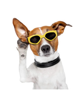 Vevins Dog Goggles Sunglasses for Middle & Large Dog, UV Protective Foldable Pet Sunglasses Adjustable Waterproof Eyewear(Yellow)