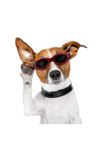 Vevins Dog Goggles Sunglasses for Middle & Large Dog, UV Protective Foldable Pet Sunglasses Adjustable Waterproof Eyewear(Red)