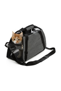 Premium Small Cat Carrier for Small Cats Under 15 lbs - Soft Cat Carrier for Comfort - Airline Approved Kitten Carrier - Lightweight and Durable - Cat Travel Carrier by 2 Brothers - Small Grey