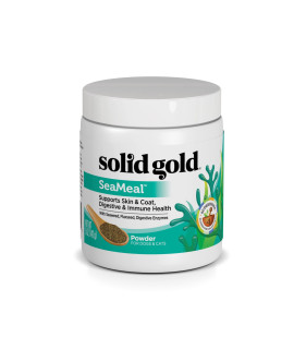 Solid Gold SeaMeal Multivitamin for Dogs & Cats - Grain Free Kelp Supplement - Digestive Enzymes for Dogs - Gut Health & Immune Support - Healthy Skin & Coat - Omega 3 & Superfood Powder - 5 oz