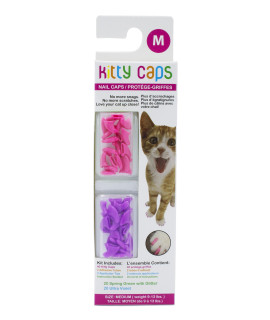 Kitty Caps Nail Caps for Cats | Safe, Stylish & Humane Alternative to Declawing | Covers Cat Claws, Stops Snags and Scratches, Medium (9-13 lbs), Hot Purple & Hot Pink