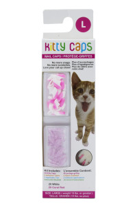 Kitty Caps Nail Caps for Cats Safe, Stylish & Humane Alternative to Declawing Stops Snags and Scratches, Large (13 lbs or greater), White with Pink Tips & Clear with Pink Glitter