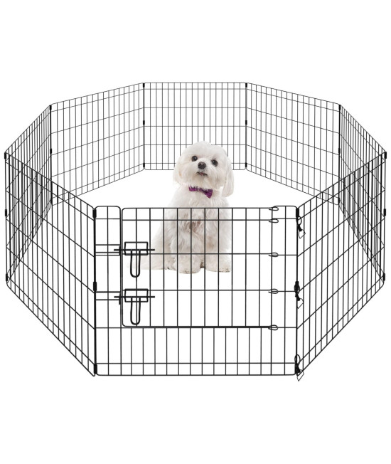 Pet Dog Playpen Foldable Puppy Exercise Pen Metal Portable Yard Fence for Small Dog & Travel Camping 8 Panel-24& 24'' (24x24)