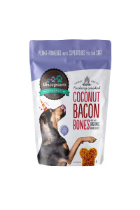Threepaws Gourmet Vegan & Organic Dog Treats, Coconut Bacon Bones, Hickory Smoke, 7oz