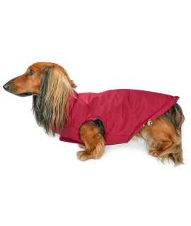 DJANGO Puffer Dog Jacket and Reversible Cold Weather Dog Coat-Water-Repellent and Adjustable Dog Jacket with Windproof Protection, Easy-Access Leash Portal, and Velcro Closure (Small, Lava Red)