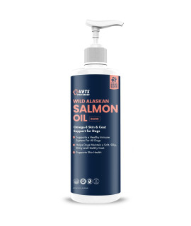 Vets Preferred Wild Alaskan Salmon Oil for Dogs - Premium Omega 3 Fish Oil for Healthy Dog Coat - Immune Support and Heart Health - All Natural - Rich in EPA and DHA