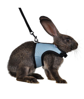 Niteangel Adjustable Soft Harness with Elastic Leash for Rabbits (M, Blue)