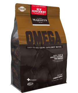 Majesty's Omega Wafers - Superior Horse / Equine Skin, Coat, and Immune Support Supplement - Omega 3, 6, 9, and Biotin (Peppermint, 60 Count)