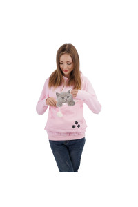 Unisex Big Pouch Hoodie Long Sleeve Pet Dog Holder carrier Sweatshirt, Pink-thick, XX-Large