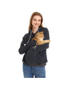 Unisex Big Pouch Hoodie Long Sleeve Pet Dog Holder carrier Sweatshirt,Dark grey-thick,Medium