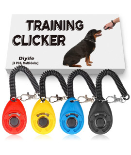 Diyife clicker Training for Dogs, 4 Pcs, Multi-color] Dog clicker for Training, clicker Dog Training with Wrist Strap, clicker for Pets, Dog clicker Perfect for Dog cat Horse Behavioral Training