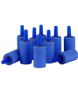 Pawfly Aquarium 1 Inch Air Stone Cylinder Blue Bubble Diffuser Release Tool for Nano Air Pumps Small Buckets and Fish Tanks, 12 Pack