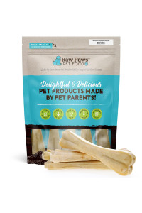 Raw Paws Compressed Rawhide Bones for Dogs, 8-inch, 5-Count - Packed in USA - Long Lasting Dog Chews - Natural Pressed Rawhides - Rawhide Bones for Large Dogs - Raw Hide Bones for Aggressive Chewers