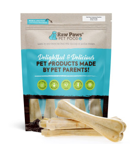 Raw Paws Compressed Rawhide Bones for Dogs, 8-inch, 5-Count - Packed in USA - Long Lasting Dog Chews - Natural Pressed Rawhides - Rawhide Bones for Large Dogs - Raw Hide Bones for Aggressive Chewers