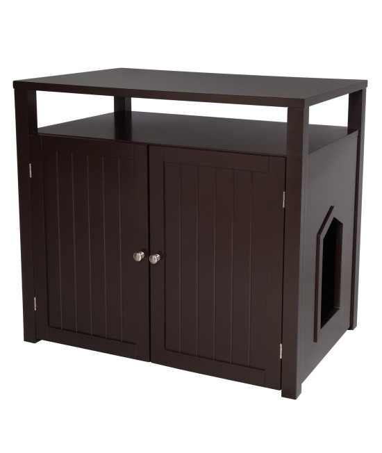 Arf Pets Cat Litter Box Enclosure, Large Cat House Furniture with Table, Designed to Fit Large Litter Boxes