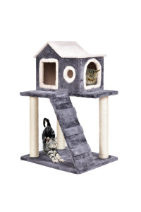 Tangkula Igloo Cat Tree, Pet Tower Kitty Condo, Lovely Pet Furniture with Scratching Posts and Ladder, Pet Play Toy House, Activity Centre Cat Tree - for Kittens, Cats and Pets (36'')