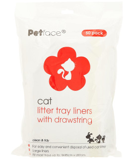 Petface cat Litter Tray Drawstring Liners, 50 Large Liners