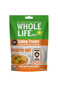 Whole Life Pet Human Grade Probiotic Dog Treats - Pumpkin & Yogurt - Easy Digestion, Firmer Stool, Sensitive Stomachs - Made in The USA