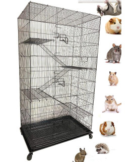 X-Large 5-Levels Ferret Chinchilla Sugar-Glider Rats Mice Gerbil Cage with Removable Rolling Stand, 32-Inch by 19-Inch by 60-Inch