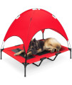 Best Choice Products 48in Elevated Cooling Dog Bed, Outdoor Raised Mesh Pet Cot w/Removable Canopy Shade Tent, Carrying Bag, Breathable Fabric - Red