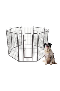 Safstar 8 Panels Metal Dog Playpen, 40 Height Dog Fence Exercise Pen with Doors for Large Medium Small Dogs Rabbits Cats, Foldable Pet Puppy Playpen for Indoor & Outdoor RV, Camping, Yard (Black)