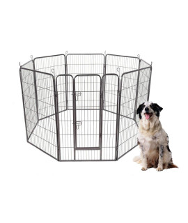 Safstar 8 Panels Metal Dog Playpen, 40 Height Dog Fence Exercise Pen with Doors for Large Medium Small Dogs Rabbits Cats, Foldable Pet Puppy Playpen for Indoor & Outdoor RV, Camping, Yard (Black)