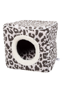 cat Pet Bed cave- Indoor Enclosed covered cavernHouse for cats Kittens and Small Pets with Removable cushion Pad by PETMAKER, grayBlack Animal Print 13x12x12