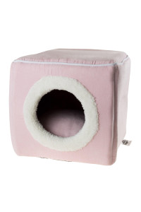 cat Pet Bed, cave- Soft Indoor Enclosed covered cavernHouse for cats, Kittens, and Small Pets with Removable cushion Pad by PETMAKER (Pink) 13x12x12