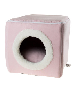cat Pet Bed, cave- Soft Indoor Enclosed covered cavernHouse for cats, Kittens, and Small Pets with Removable cushion Pad by PETMAKER (Pink) 13x12x12