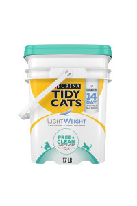 Purina Tidy Cats Low Dust, Clumping Cat Litter, LightWeight Free & Clean Unscented, Multi Cat Litter - 17 lb. Pail