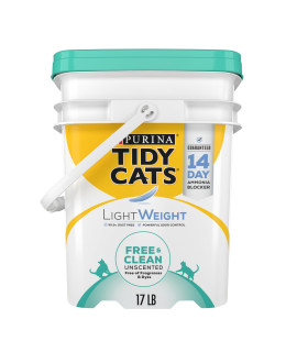 Purina Tidy Cats Low Dust, Clumping Cat Litter, LightWeight Free & Clean Unscented, Multi Cat Litter - 17 lb. Pail