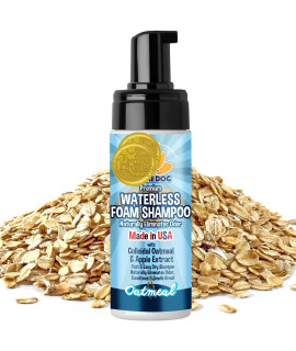 Bodhi Dog Waterless Foaming Shampoo Natural Pet Shampoo for Dogs & Cats Waterless Dry Shampoo for Bathless Cleaning Pet Odor Eliminator No Rinse Required Made in USA (Oatmeal, 8oz)