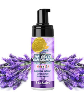 Bodhi Dog Waterless Foaming Shampoo | Natural Pet Shampoo for Dogs & Cats | Waterless Dry Shampoo for Bathless Cleaning | Pet Odor Eliminator | No Rinse Required | Made in USA (Lavender, 8oz)
