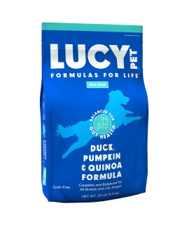 Lucy Pet Products Formulas for Life - Sensitive Stomach & Skin Dry Dog Food, All Breeds & Life Stages - Duck, Pumpkin, and Quinoa, 25 lb, Model:850657006500