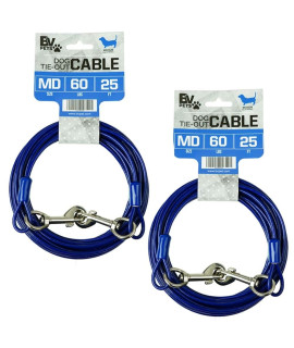 BV Pet Small & Medium Tie Out Cable for Dog up to 60/90 Pounds, 25-Feet (60lbs/ 25ft/ Blue (Set of 2))