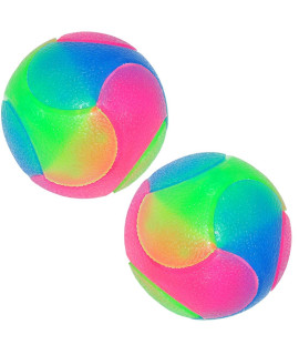 FineInno 2 pcs Light Up Dog Balls Flashing Elastic Ball Glow in The Dark Interactive Pet Toys for Puppy, Cats, Dogs