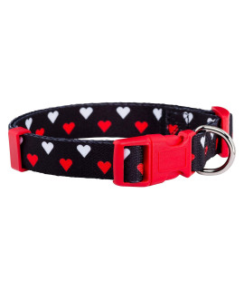 Native Pup Valentine's Day Heart Dog Collar, Cute Pink Red Puppy Gift (Large, White and Red Hearts)