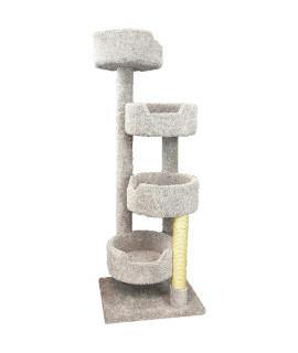 New Cat Condos 190209 Large Cat Tower with 4 Easy to Access Spacious Perches, Beige