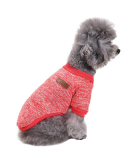 CHBORLESS Pet Dog Classic Knitwear Sweater Warm Winter Puppy Pet Coat Soft Sweater Clothing for Small Dogs (L, Red)