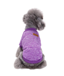 Pet Dog Classic Knitwear Sweater Warm Winter Puppy Pet Coat Soft Sweater Clothing for Small Dogs (XS, Purple)