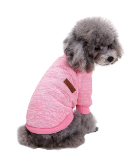Pet Dog Classic Knitwear Sweater Warm Winter Puppy Pet Coat Soft Sweater Clothing for Small Dogs (L, Pink)