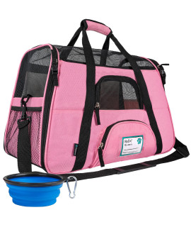 PetAmi Airline Approved Pet Carrier for Cat, Soft Sided Dog Carrier for Small Dogs, Cat Travel Supplies Accessories for Indoor Cats, Ventilated Pet Carrying Bag Medium Large Kitten Puppy, Small Pink