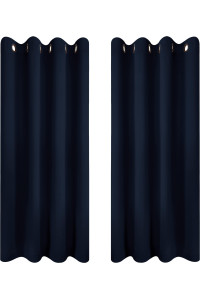 Utopia Bedding 2 Panels Eyelet Blackout curtains Thermal Insulated for Bedroom, W46 x L54 Inches, Navy